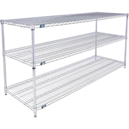 Nexel 3 Shelf, Chrome Wire Shelving Unit, Starter, 72inW x 21inD x 34inH B3124486